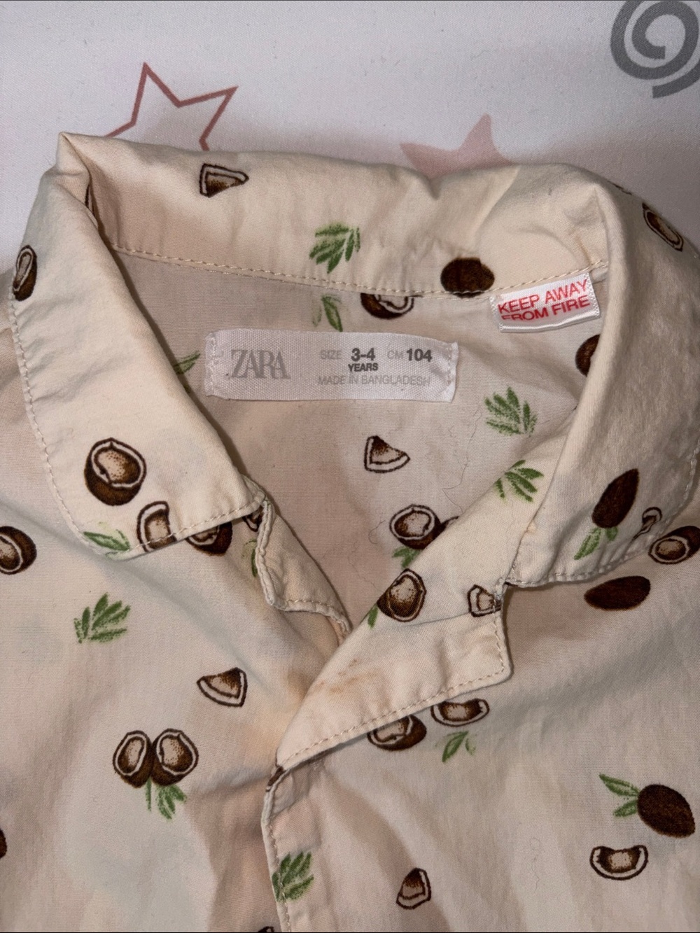 Zara Cream Short-Sleeve Shirt with Coconut Print - Picture 2 of 3